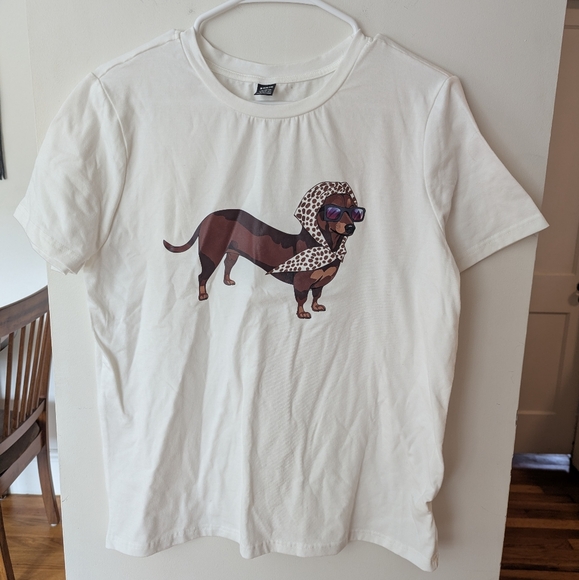 SHEIN Tops - White T-Shirt with Stylish Dog Print